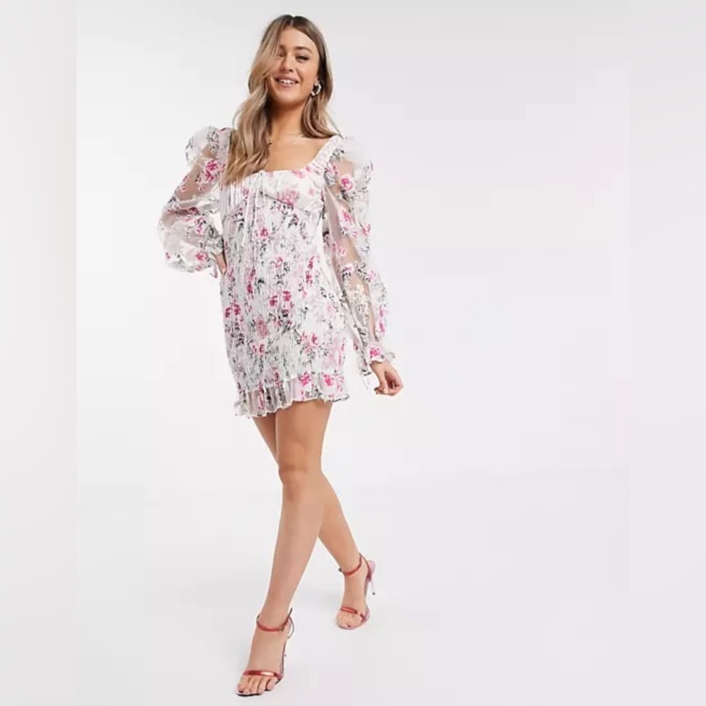 NWT For Love & Lemons White smocked dress